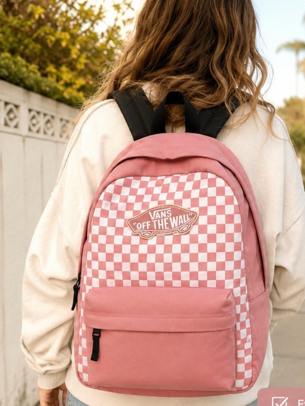 Vans Pink Realm Checkerboard Off The Wall Backpack School Travel Book Laptop Bag